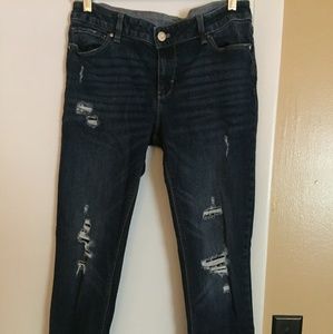 WHBM Sequin Distress Skinny Jeans